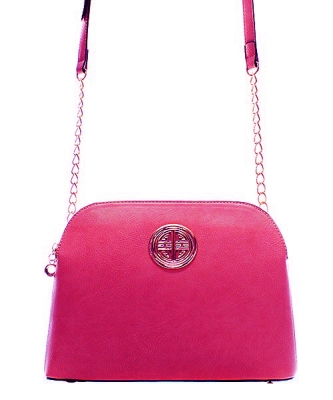 Messenger Handbag Design Faux Leather Classic Style WU40 39731 Pink